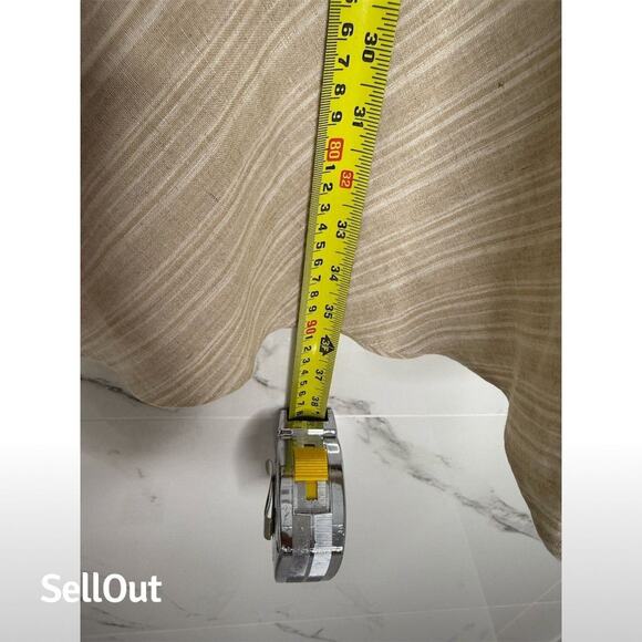 Women's Beige Striped Midi a-line Skirt Size 12 Casual Zip Closure linen summer - Picture 3 of 8